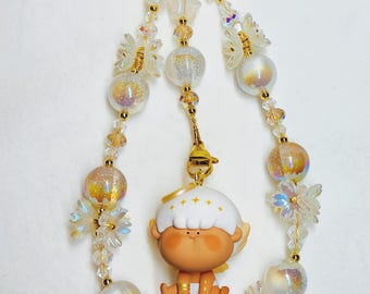 Angel Doll Phone Charm | White Gold Beaded Wristlet Accessory