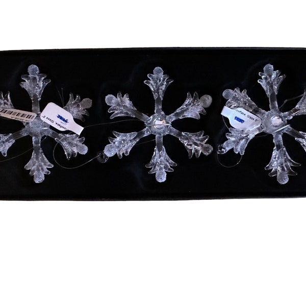 Kurt Adler 3 inch Hand spun Glass Snowflakes, Set of 3 New in Package