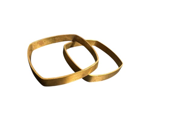 VTG Pair Soft Square Solid Brass Bangles Bracelet… - image 8