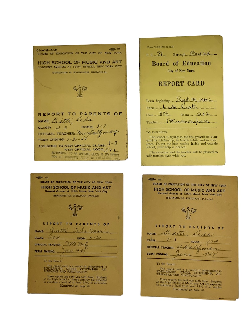 Vintage NYC Report Cards 1945 NYC Board of Ed High School Etsy