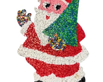 Adorno navideño de Papá Noel, palomitas de maíz de plástico, decoración navideña de los años 70, vintage, decoración kitsch para ventanas, 49,5 cm (19,5")