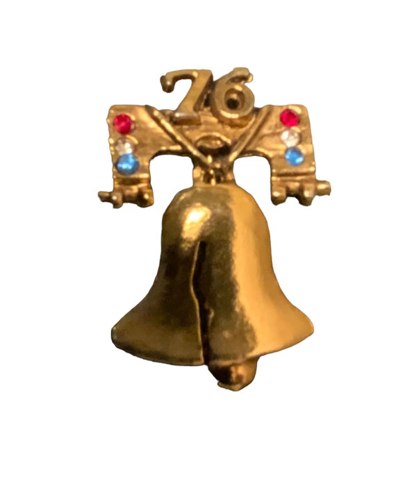 Liberty Bell, Gold Finish, Rhinestones, Philadelp… - image 1