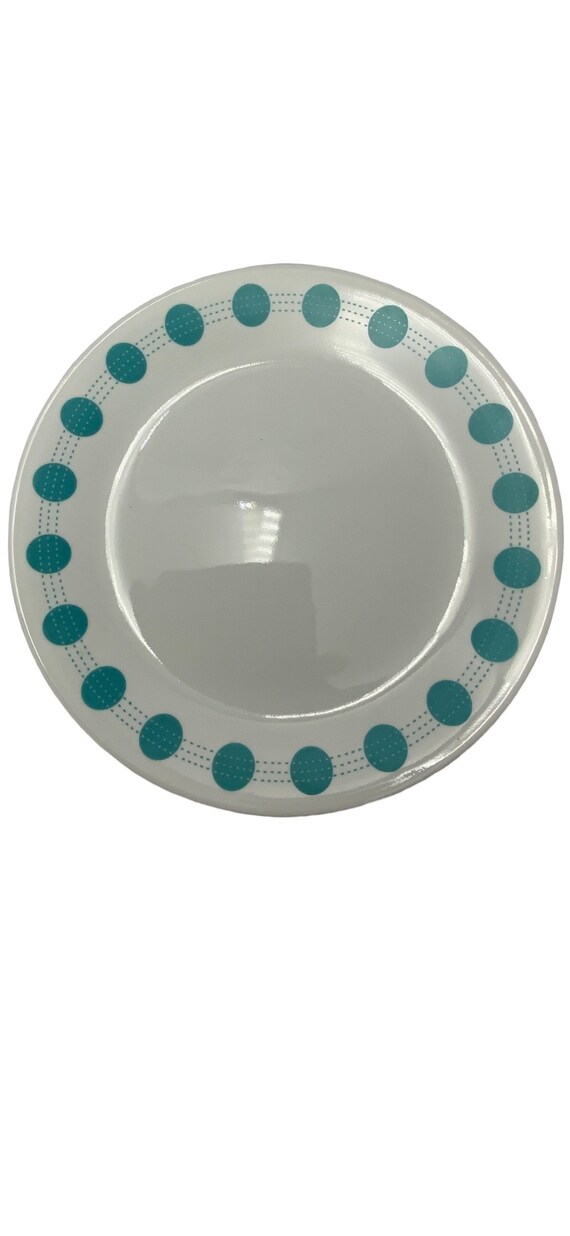 Corelle Dining Livingware South Beach Polka Dot Aqua Turquoise blue Plate Dish Etsy