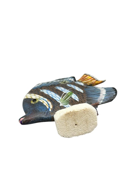 Hand Carved,hand Painted Wooden Tropical Fish on Coral Base