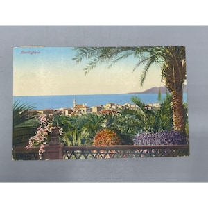 Carte postale italienne Bordighera de 1927, de l'Italie à New York