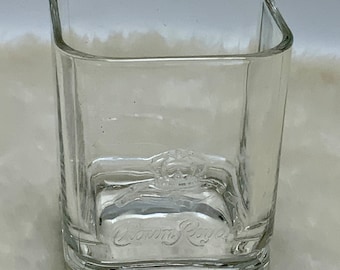 Crown Royal  2000 Millennium Whiskey Glass Embossed Logo Square Rock Tumbler VTG Vintage Square Highball Cocktail Drinking Glass Year 2000