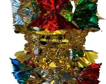 Adorno navideño de panal de abeja de 24″ con lámina dorada de dos niveles, VTG Japón