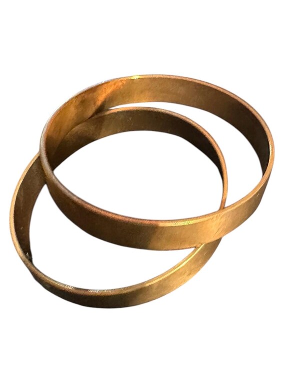 VTG Pair Round Solid Brass Bangles Bracelets 2.75… - image 7