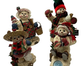 Grandeur Noel 4 Piece Holiday Christmas Fishing Snowman Family In Box