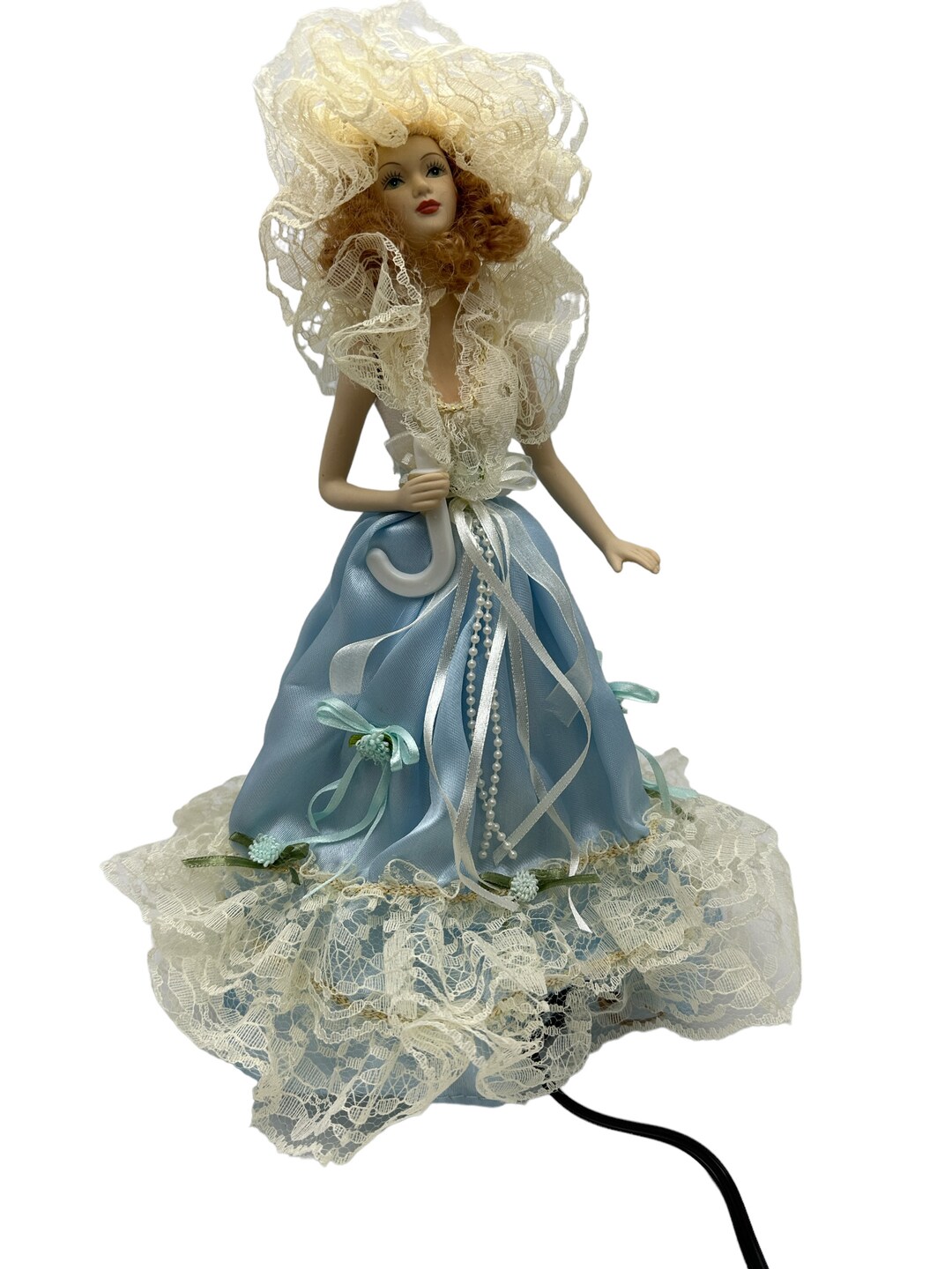 Victorian Lady Lamp W Parasol Hand Painted and Crafted by Replica