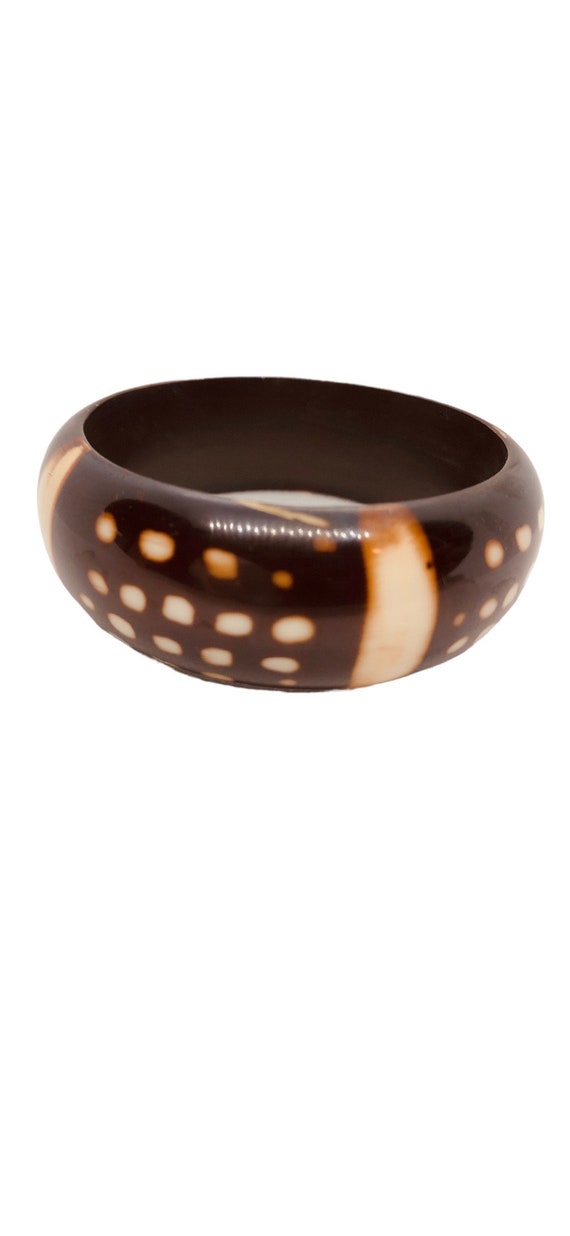 Brown Speckled African Style 1970s Plastic Bangle 