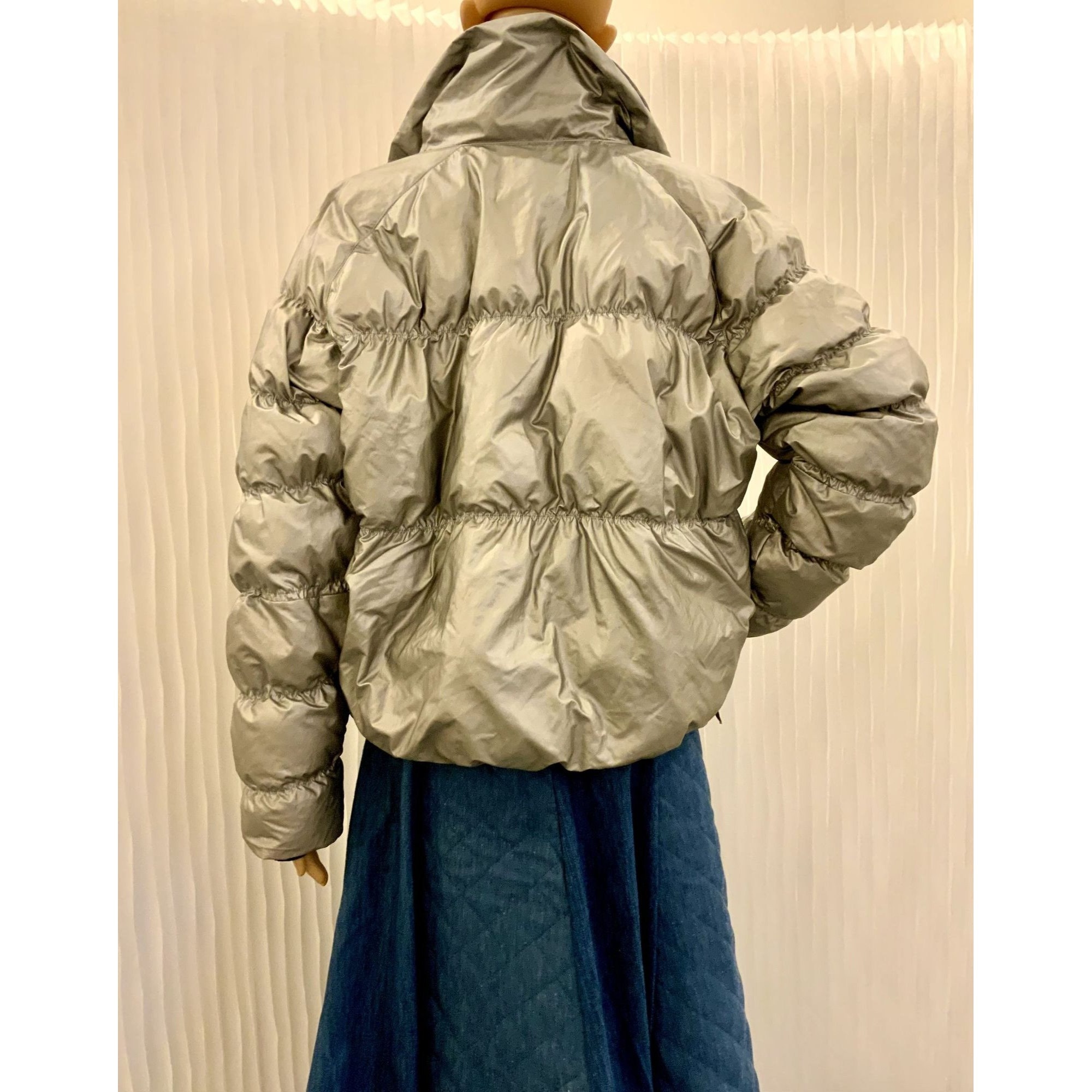 old navy silver puffer jacket