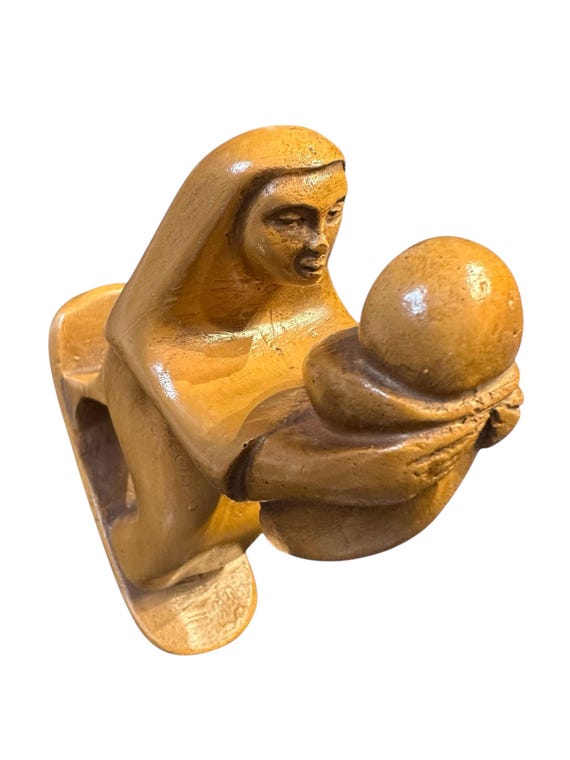 Rare Jose Pinal Wood Carving Sculpture Figurine Mexican Folk Art