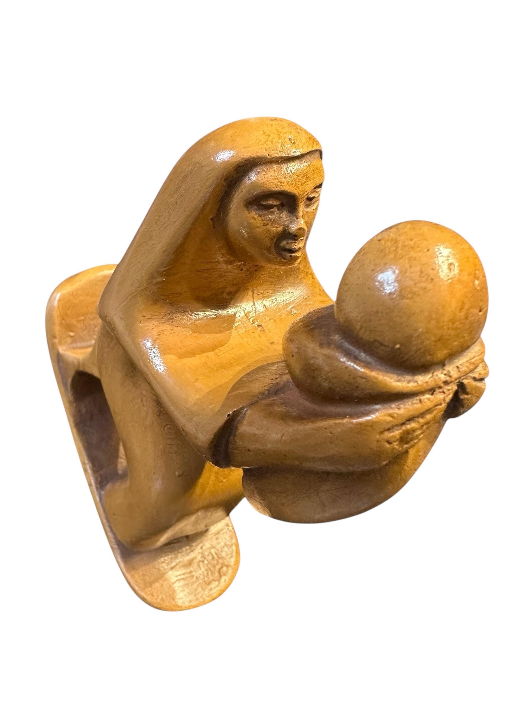 Rare Jose Pinal Wood Carving Sculpture Figurine Mexican Folk Art