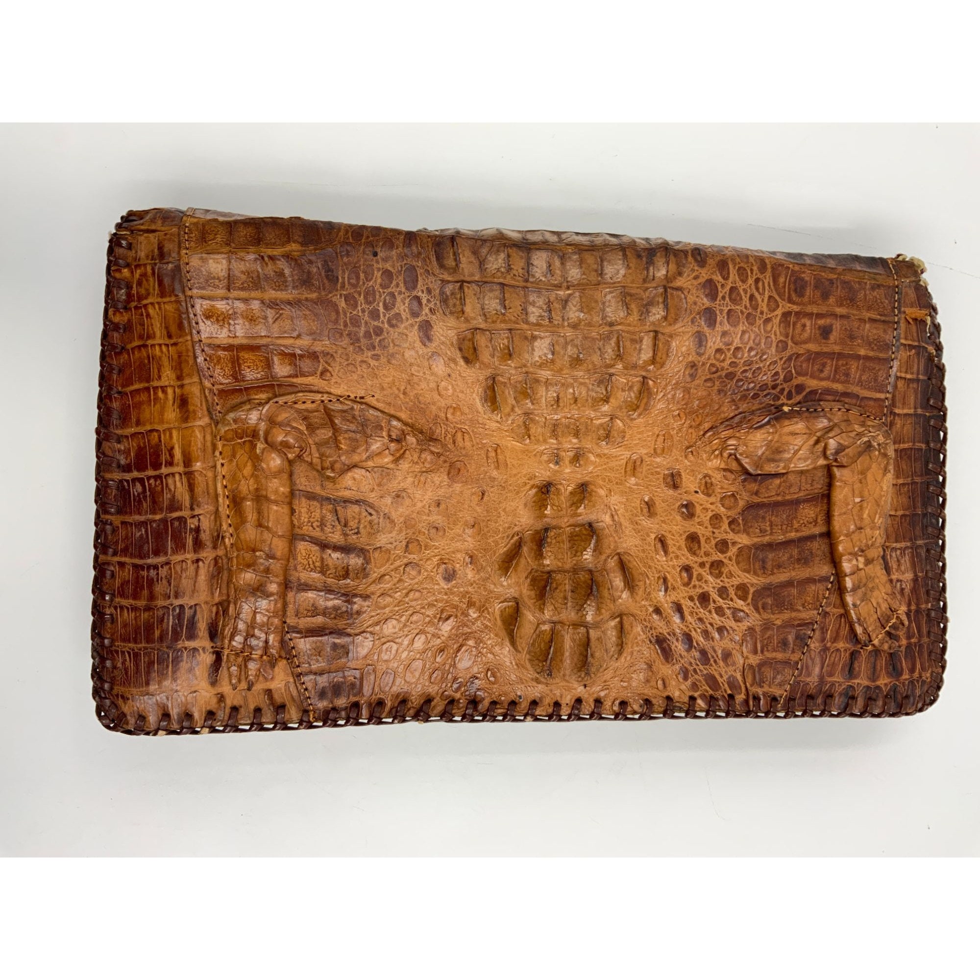 Vintage Alligator Clutch Purse With Leg detail