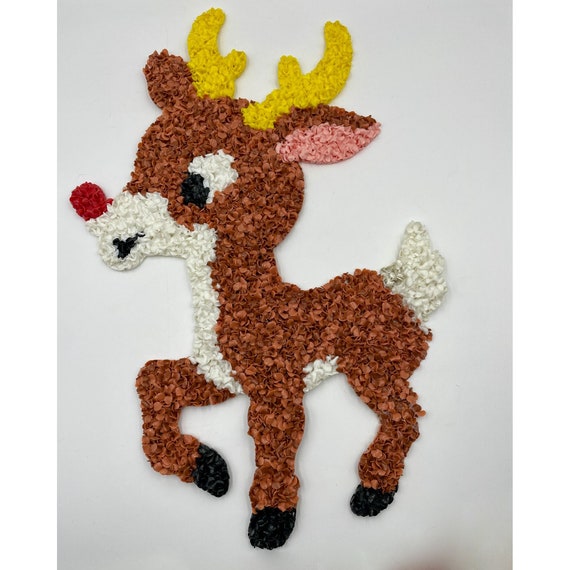 45cm x 35cm Christmas Ornament Reindeer Home Decoration Rudolph with Red Nose 