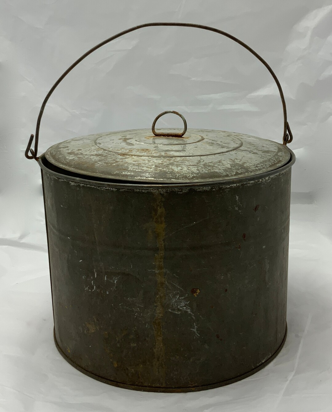 Antique Tin Lunch Pail / Berry Bucket With Lid Etsy