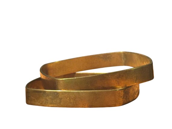 VTG Pair Soft Square Solid Brass Bangles Bracelet… - image 5