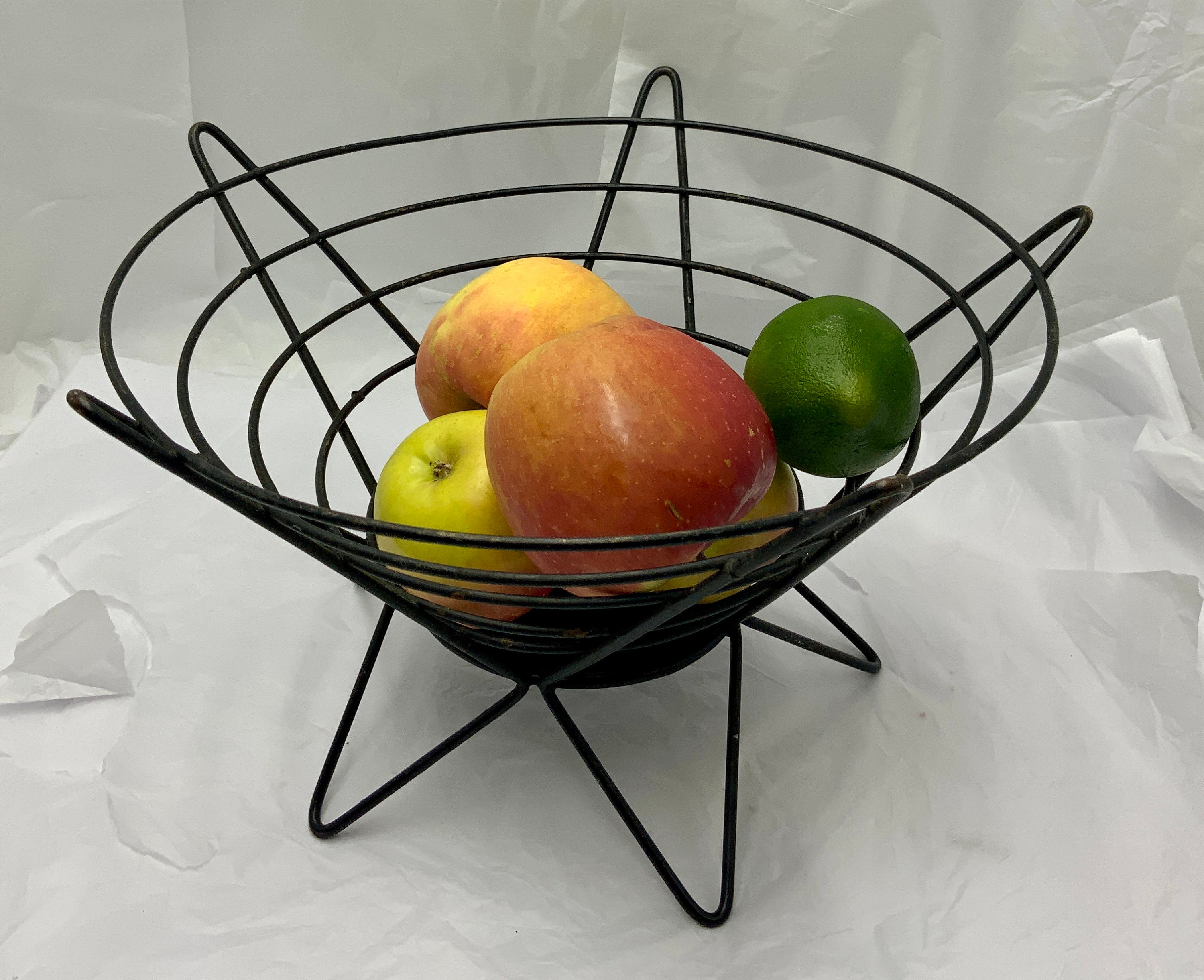 Fred Press for Rubel Mid Century Atomic Metal Fruit Basket - Etsy Australia