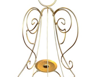 Christmas Golden Angel, Candle Holder, Large Angel, WIre, 15X9"