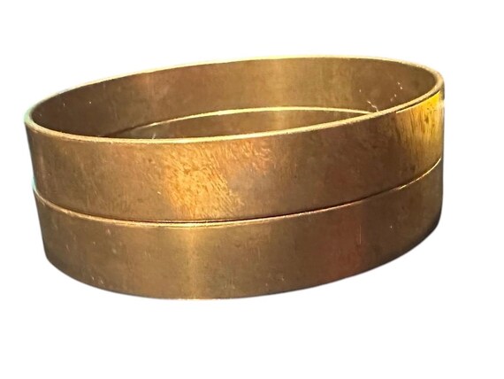 VTG Pair Round Solid Brass Bangles Bracelets 2.75… - image 2