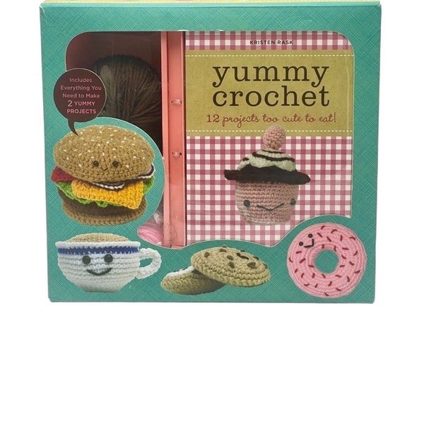 Kristen Rask Yummy Crochet 12 Projects, Kit, NIB, Cupcakes and treats, age 14 up