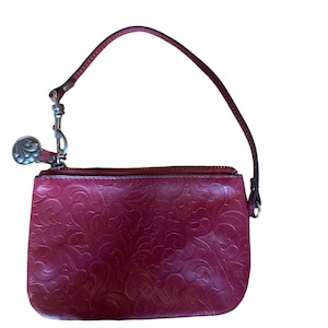 Jim Shore Feminino Alexys Couro Embossado Borgonha Carteira de Pulso 2013 Descontinuado