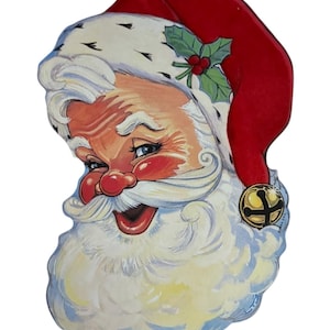 VTG kerststans van Eureka Santa met fonkelend rood fluweel karton New Old Stock 18,5 x 10"