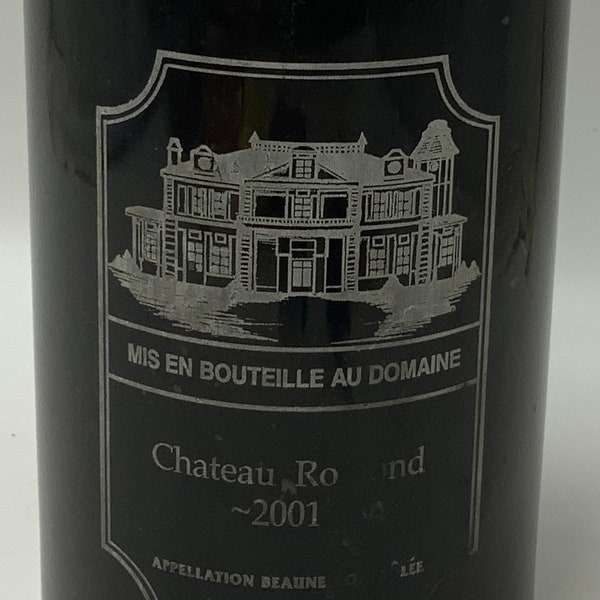 BLACK MARBLE Stone Wine Chiller Mis en Bouteille au Domaine 2001 Chateau, Laser Etched Label