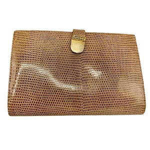 Cartera de piel de anguila color caramelo y marrón, nueva de stock antiguo, fabricada en Italia