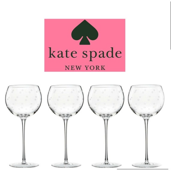 Genuine Kate Spade Set of 4 Larabee Dot Balloon Wine Etsy