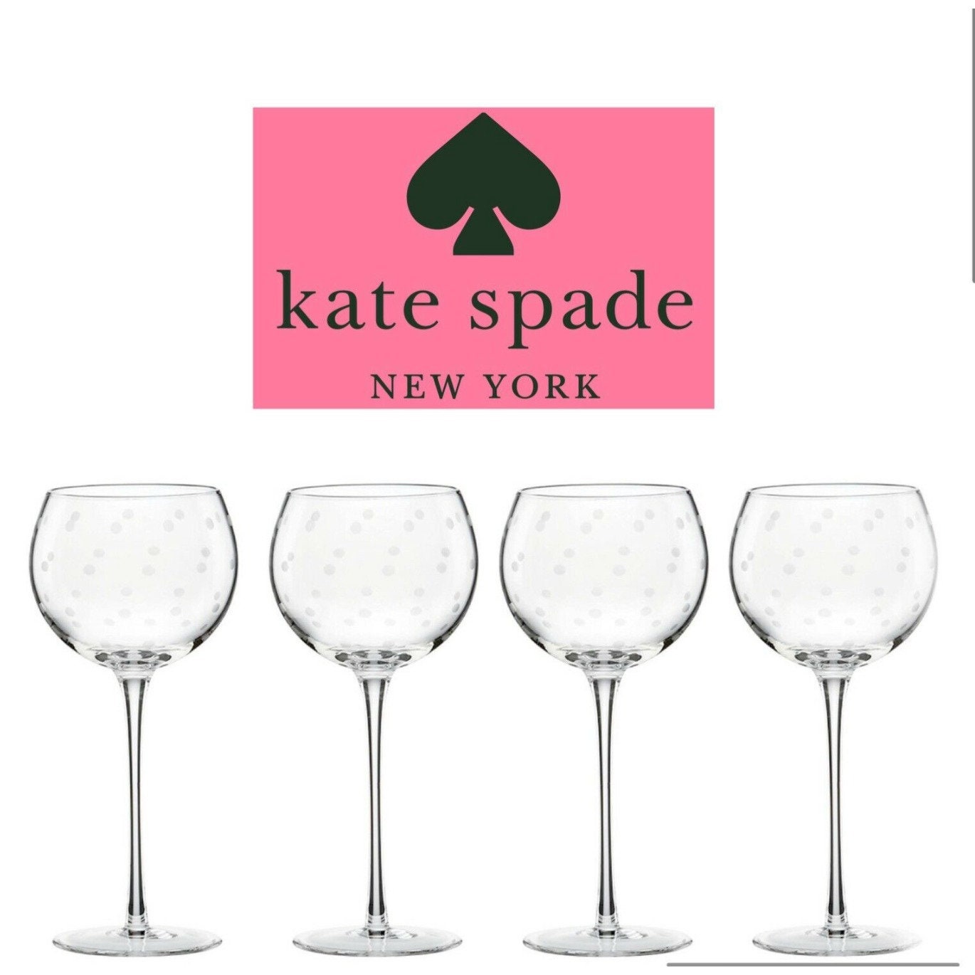 Genuine Kate Spade Set of 4 Larabee Dot Balloon Red Wine - Etsy Canada