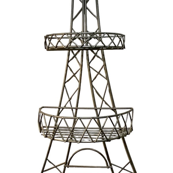 Étagère à poser ou à suspendre Tour Eiffel en fil d'acier, 3 étagères vintage