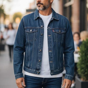 Veste En Jean Bleu Foncé Wrangler Hero Taille L Pour Homme - Style Motard/Camionneur - Occasion Très Bon État