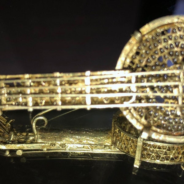 Silver Banjo Filigree Victorian Handmade Brooch