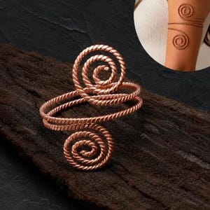 Pure Copper Arm Cuff Bracelet 432Hz Tensor Ring, Handmade Copper Anklet Upper Arm Band Adjustable Jewelry Diwali Gift For Her