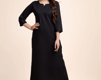 Elegant Black Rayon Kurta Pants Set: Women's Ethnic Party Outfit Gift For Her