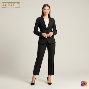 Women’s Black 2-Piece Suit | Custom-Tailored | Perfect Suit for Conference, Prom, Office Wear & Business Meetings