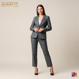 Women’s Charcoal Grey 2-Piece Suit | Custom-Tailored | Perfect Suit for Conference, Prom, Office Wear & Business Meetings