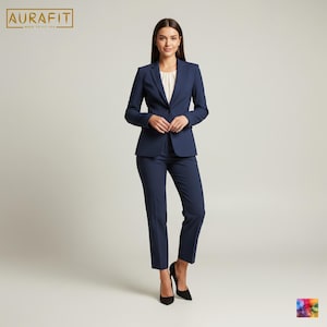 Women’s Navy Blue 2-Piece Suit | Custom-Tailored | Perfect Suit for Conference, Prom, Office Wear & Business Meetings