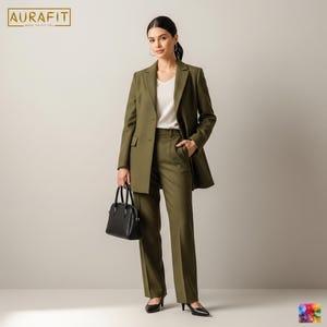 Custom-Tailored Olive Green Suit: Women&#39;s Business & Event Wear