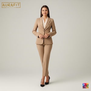 Women’s Beige 2-Piece Suit | Custom-Tailored | Perfect Suit for Conference, Prom, Office Wear & Business Meetings