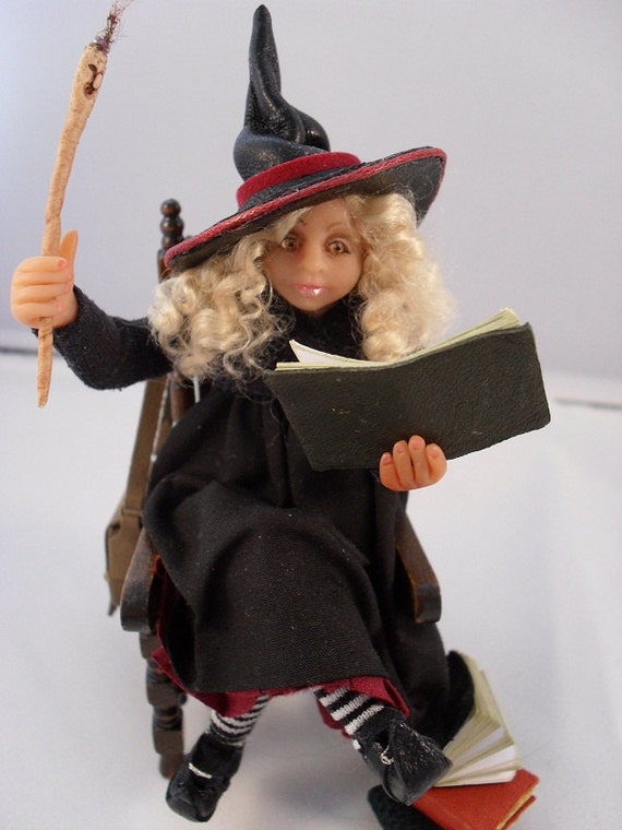 Miniature dollhouse witch RESERVED FOR CARROLL. Etsy