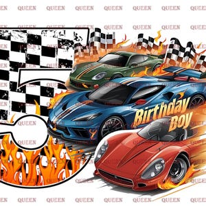Geburtstagsjunge Png Sublimation, 5.Geburtstag Junge Png, Sport Auto Geburtstag Png, 5 Geburtstag, fünfter Geburtstag Png, Auto PNG Sublimation