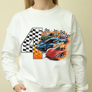 Racing Car Birthday Boy Png Sublimation, 4th Birthday Boy Png, Sport car birthday Png, 4 birthday, Fourth Birthday Png, Car PNG Sublimation