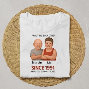 Funny Couple PNG &quot;Annoying Each Other Since 1991&quot;, And Still Going Strong, Anniversary Gift for Him Her, Cute Cartoon Love, PNG Sublimation