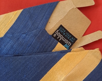 Vintage Wembley striped tie, dead stock, blue and yellow