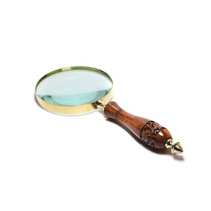 Handmade Wooden Magnifying Glass: 10X Vintage Style Desk Accessory