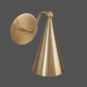 Handcrafted Mid-Century Raw Brass Wall Lamp – Italian Campana Style Light – Modern Brass Wall Sconce for Hallway, Entryway, Bathroom
