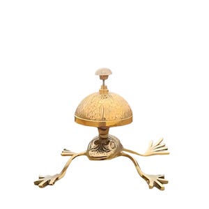 Brass Table Bell Frog Style Brass Frog Table Bell: Quirky Desk Bell for Home or Office, Reception etc